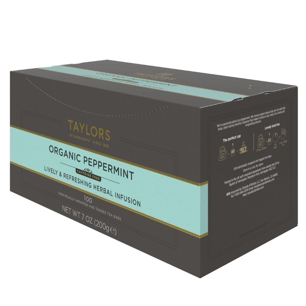 Taylors of Harrogate Organic Peppermint Tagged & Envelope Tea Bags 100 Bags