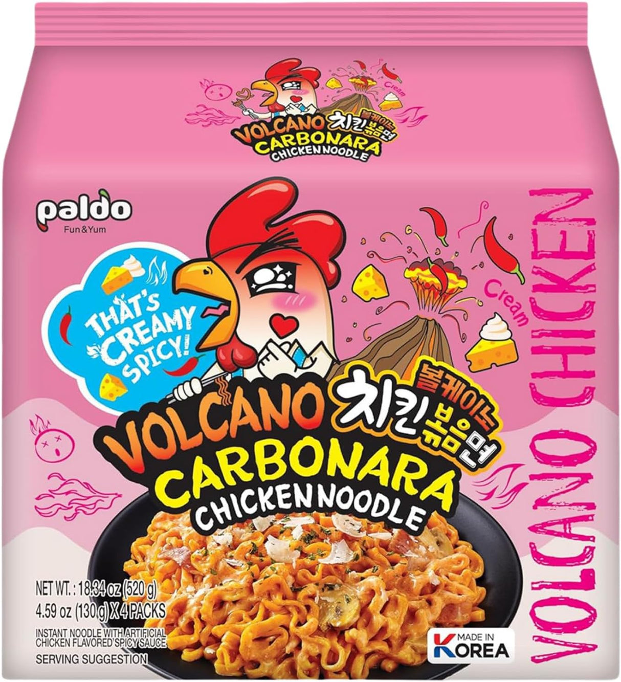 Paldo Volcano Carbonara Chicken Noodle 130G (Case of 8)