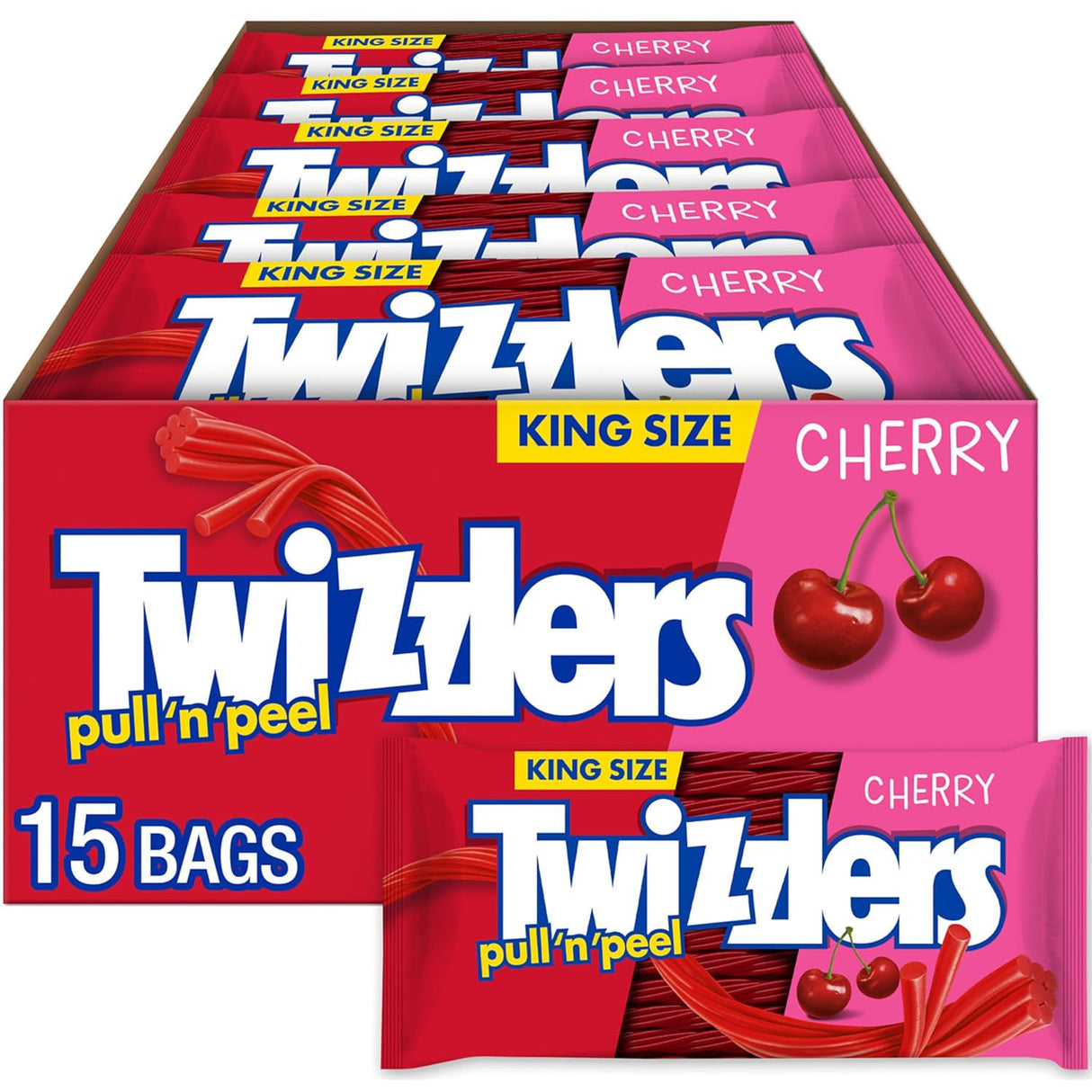 Twizzlers Pull 'N Peel Cherry King Size 119G (Case of 15)