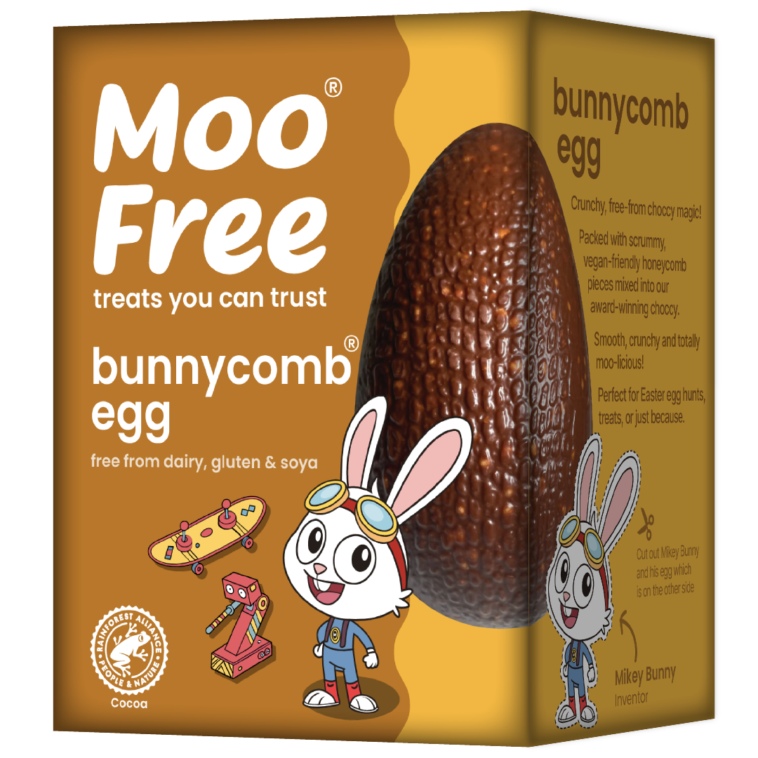 Moo Free Bunnycomb Easter Eggs 85G (Case of 6)