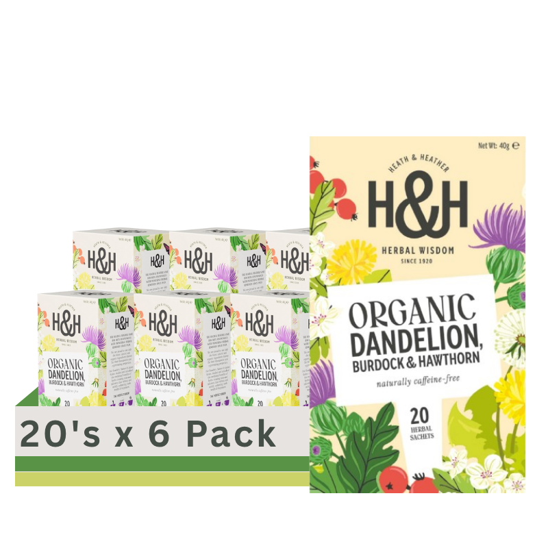 Heath & Heather Organic Dandelion Burdock & Hawthorn 20 Tea Bags (Case of 6)