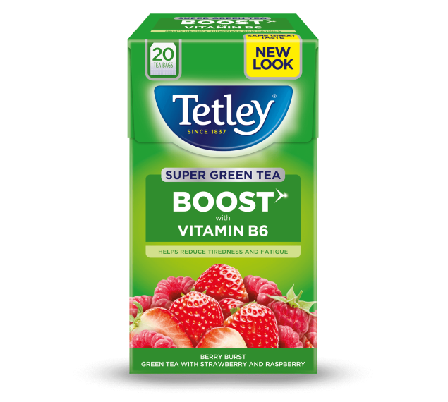 Tetley Boost Super Green Tea Berry Burst 20 Tea Bags (40G)