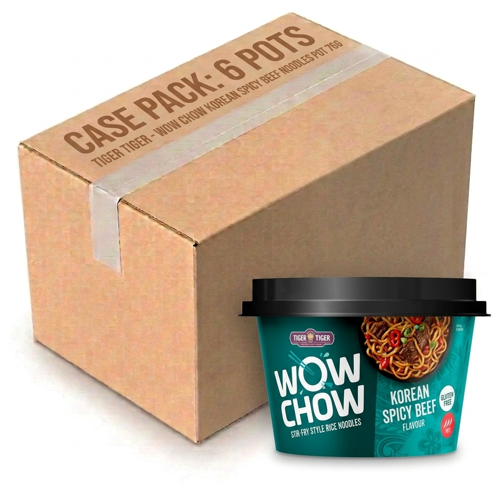 Tiger Tiger WOW CHOW Korean Spicy Beef Noodles Pot 76G (Case of 6)