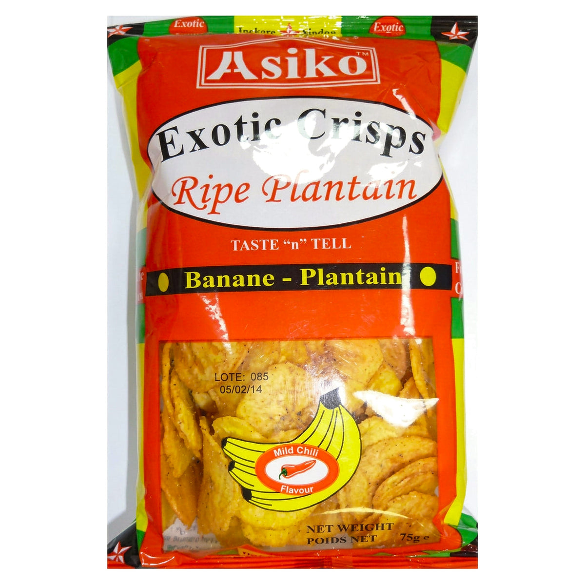 Asiko Plantain Crisps Mild Chilli 75g