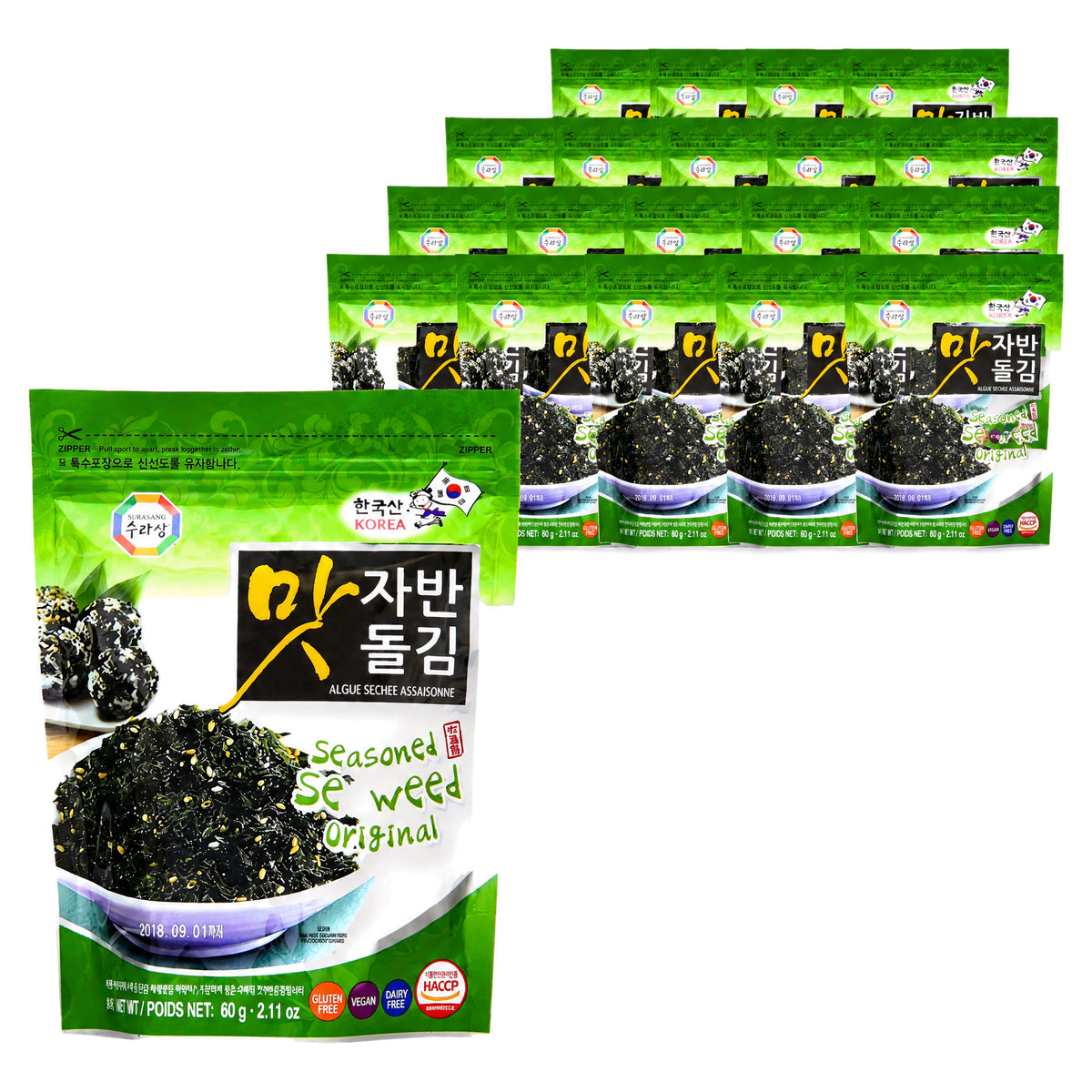 Surasang Seasoned Seaweed Flakes Jabanmatdolgim 60G (Case of 20)