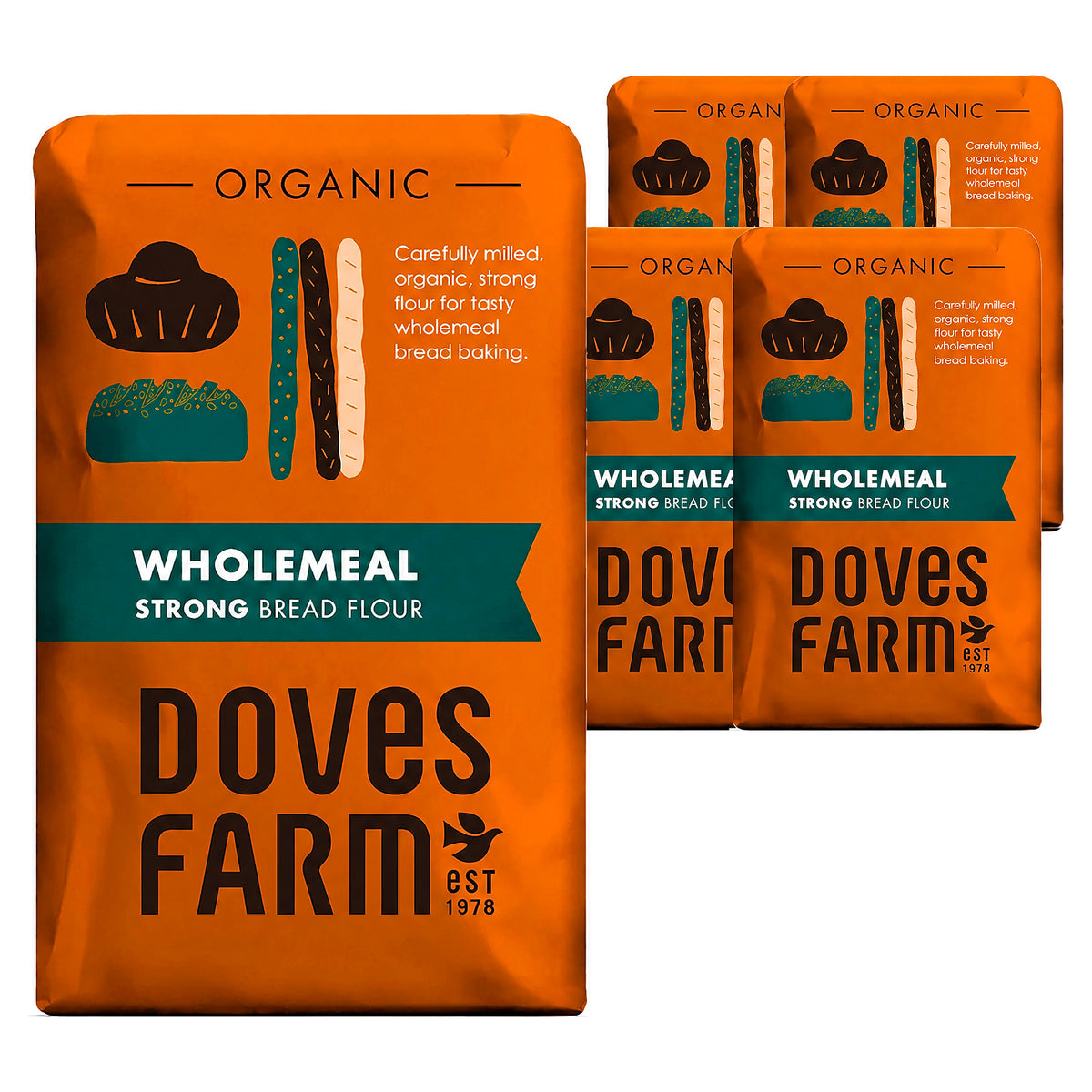 Doves Farm Organic Strong Wholemeal Bread Flour 1.5KG (Case of 5)