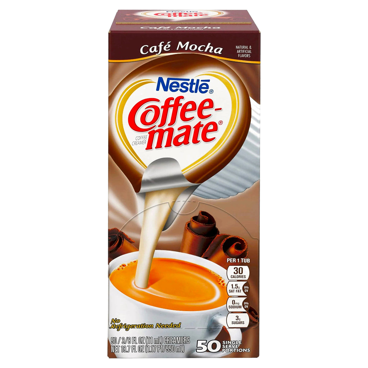 Coffee Mate Cafe Mocha Liquid Coffee Creamer 0.375Oz X 50