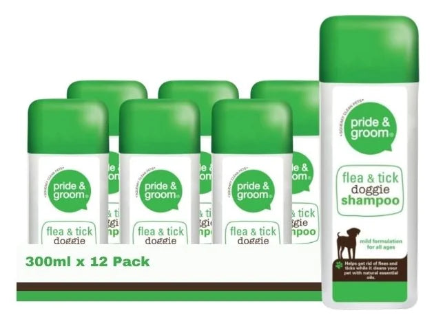 Pride & Groom Flea & Tick Dog Shampoo 300ML (Case of 12)
