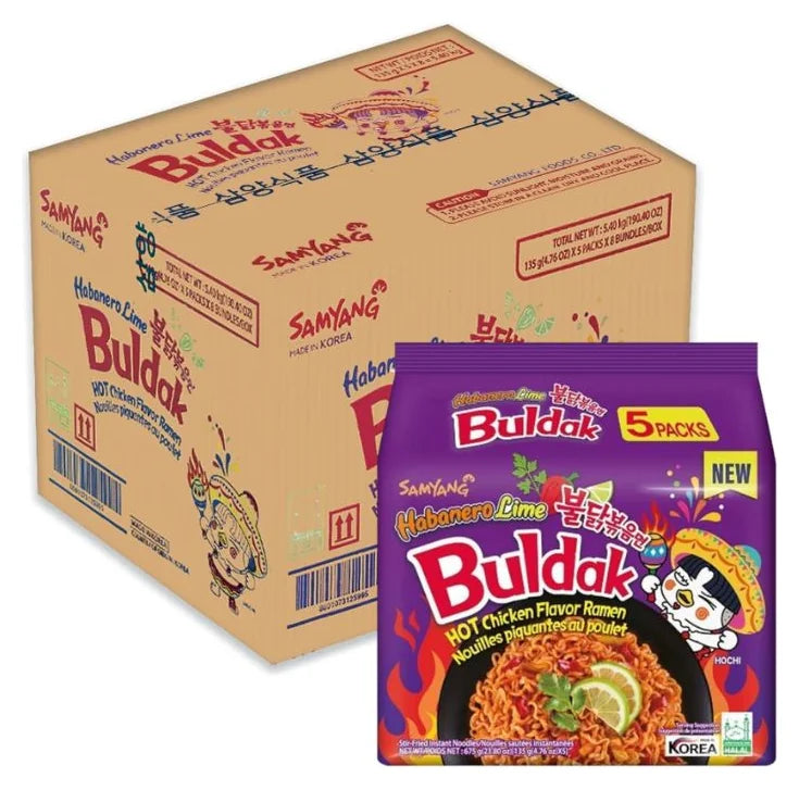Samyang Hot Chicken Ramen Habanero Lime (135g X 5) Case of 8