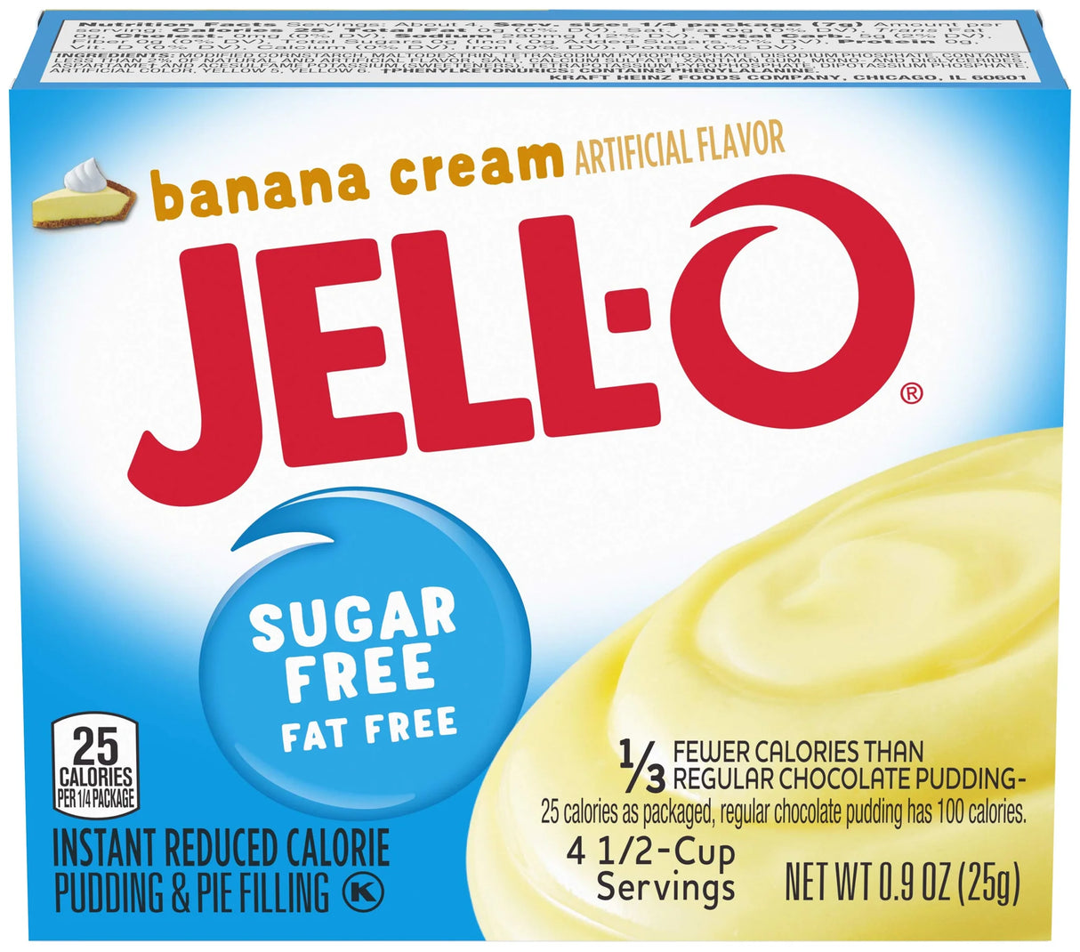 Jell-O Sugar Free Banana Cream Pudding Mix 0.9oz (Case of 24)