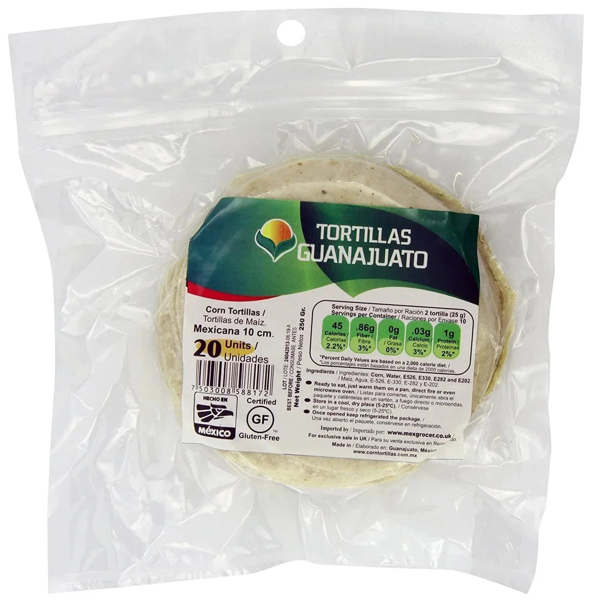 10Cm White Corn Tortilla Mexicana Zip-Lock 20Pcs - World Food Shop