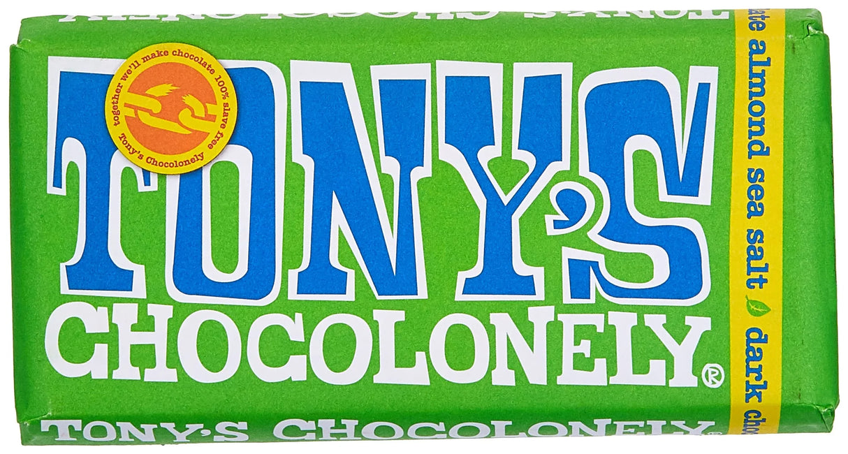 Tony's Chocolonely - Dark Choc, Almond & Sea Salt 180G