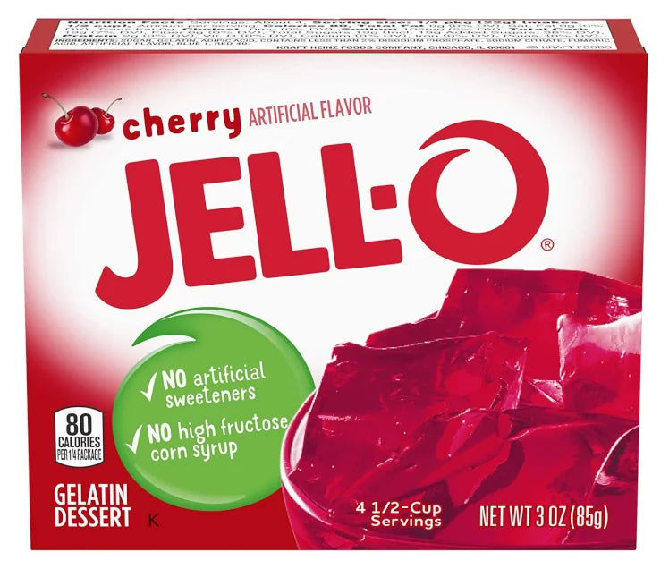 Jell-O Cherry Gelatin 3Oz (85G) (Case of 24)