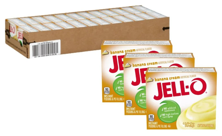 Jell-O Banana Cream Pudding Instant Mix 3.4Oz (Case of 24)