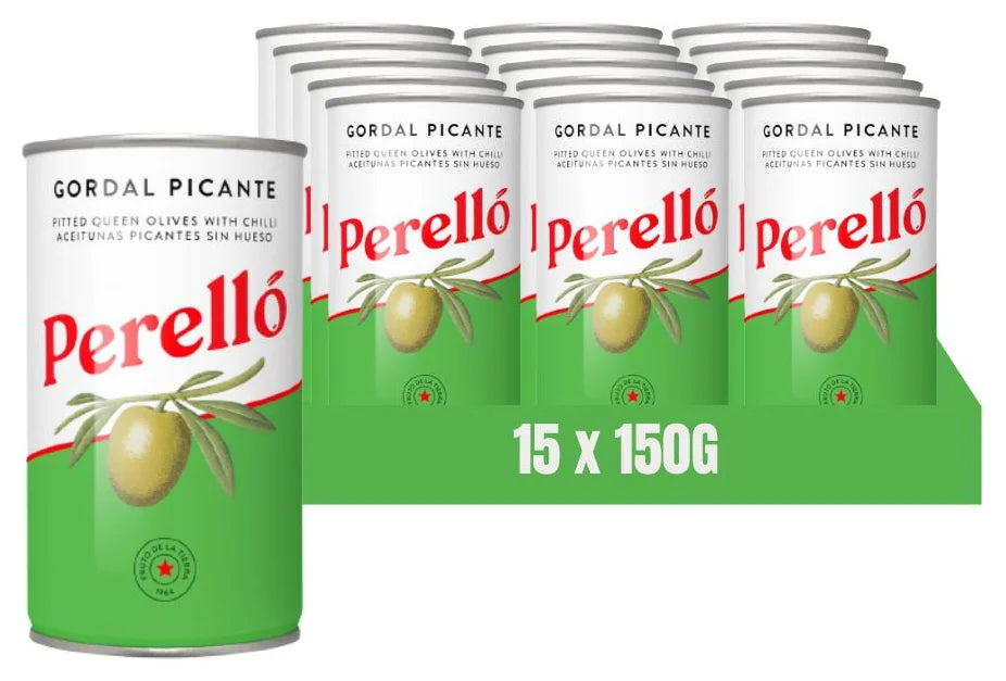Perello Gordal Pitted Olives Tin 150G (Case of 15)