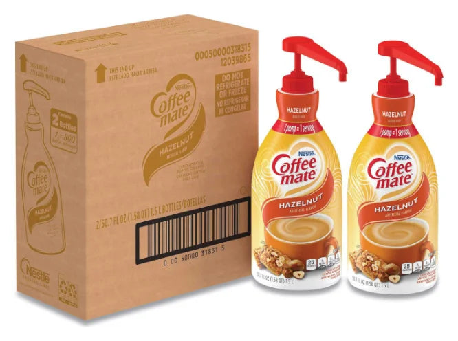 Coffee-Mate Liquid Coffee Creamer Hazelnut 1.5L Pump Bottle (Case of 2)