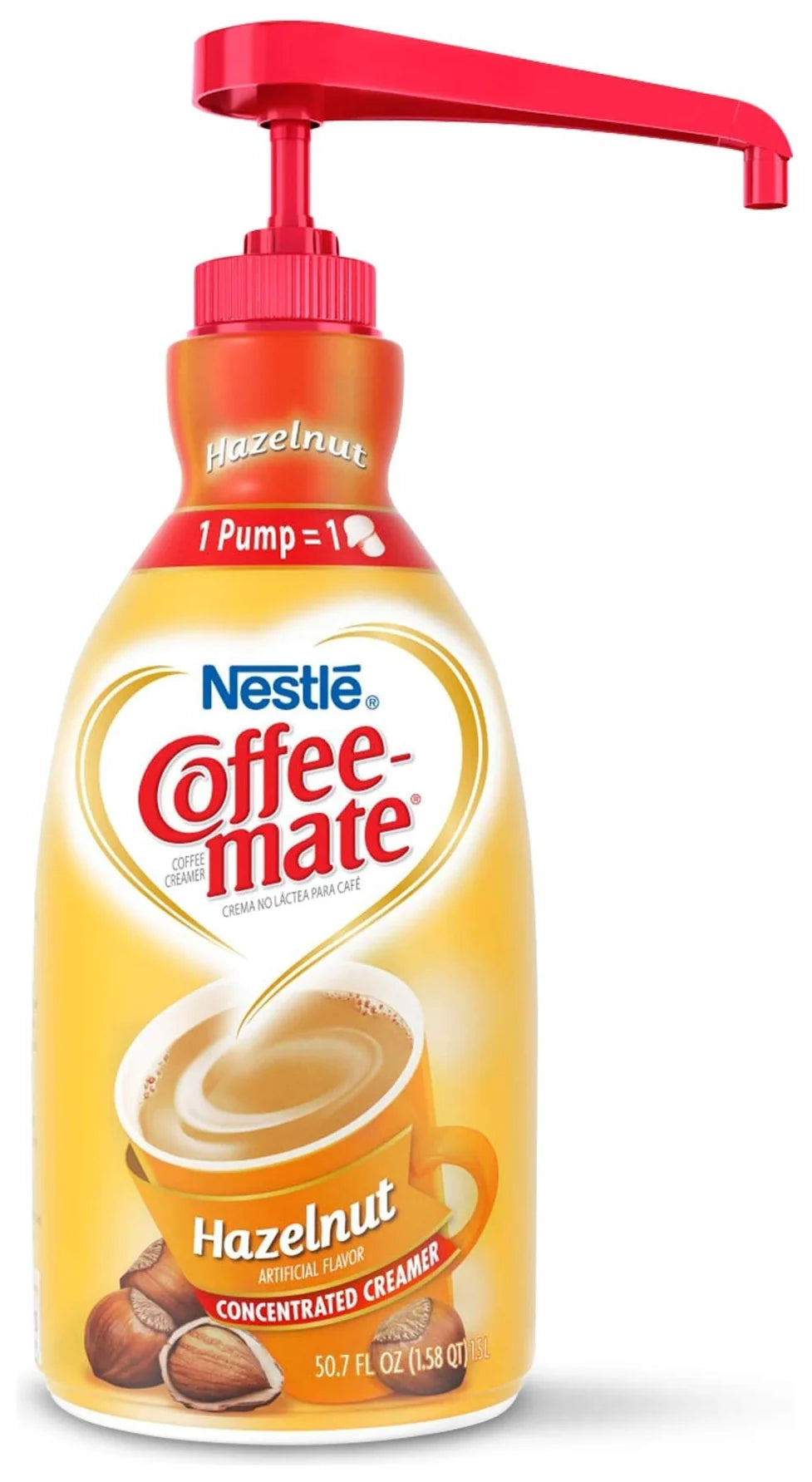 Coffee-Mate Liquid Coffee Creamer Hazelnut 1.5L Pump Bottle (Case of 2)