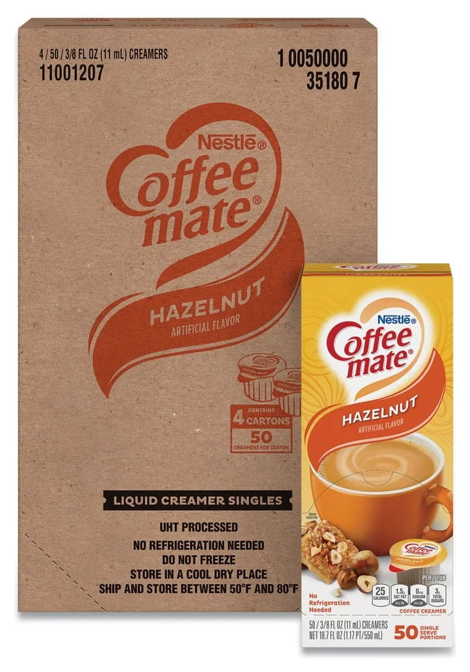 Coffee Mate Hazelnut Liquid Coffee Creamer 0.375Oz X 50 (Case of 4)