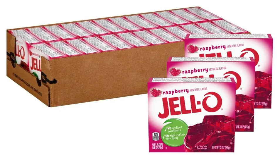 Jell-O Raspberry Gelatin 3oz (85G) (Case of 24)