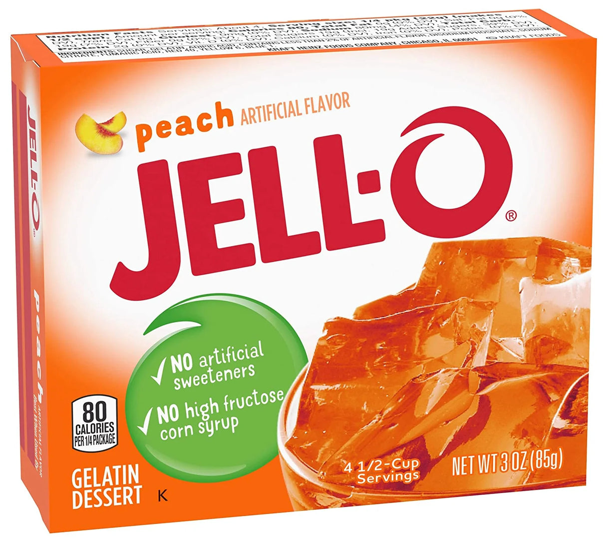 Jell-O Peach Gelatin 3Oz (85G) (Case of 24)