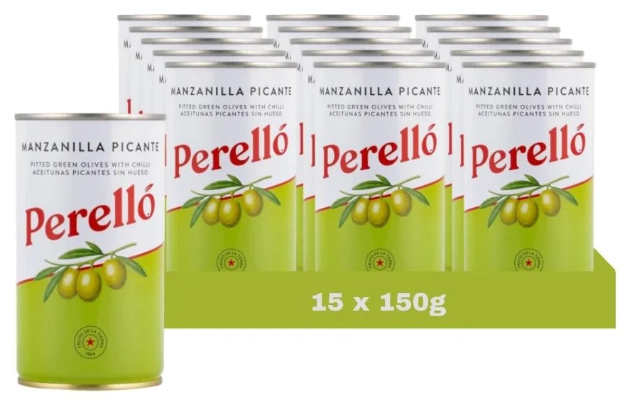 Perello Manzanilla Pitted Olives 150G (Case of 15)