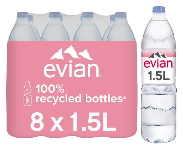Evian Natural Mineral Water 1.5ltr (Case of 8)