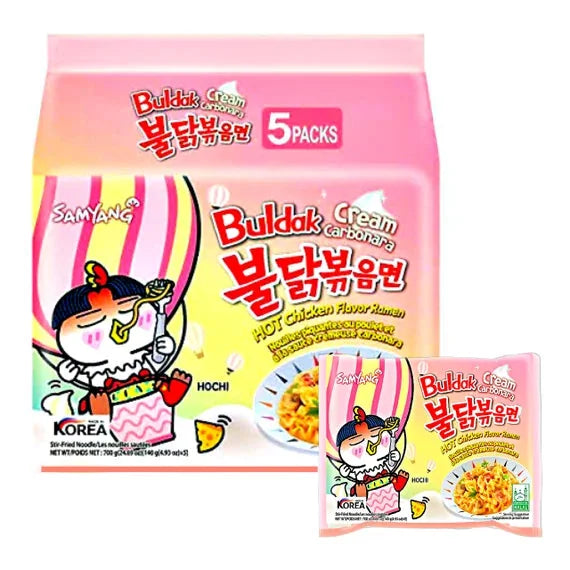 Samyang Buldak Cream Carbonara Hot Chicken Flavor Ramen 140G (Case of 5)