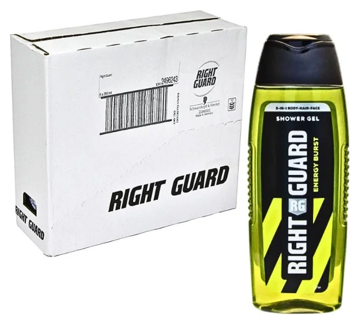 Right Guard Shower Gel For Men Energy Burst 250ML (Case of 6)
