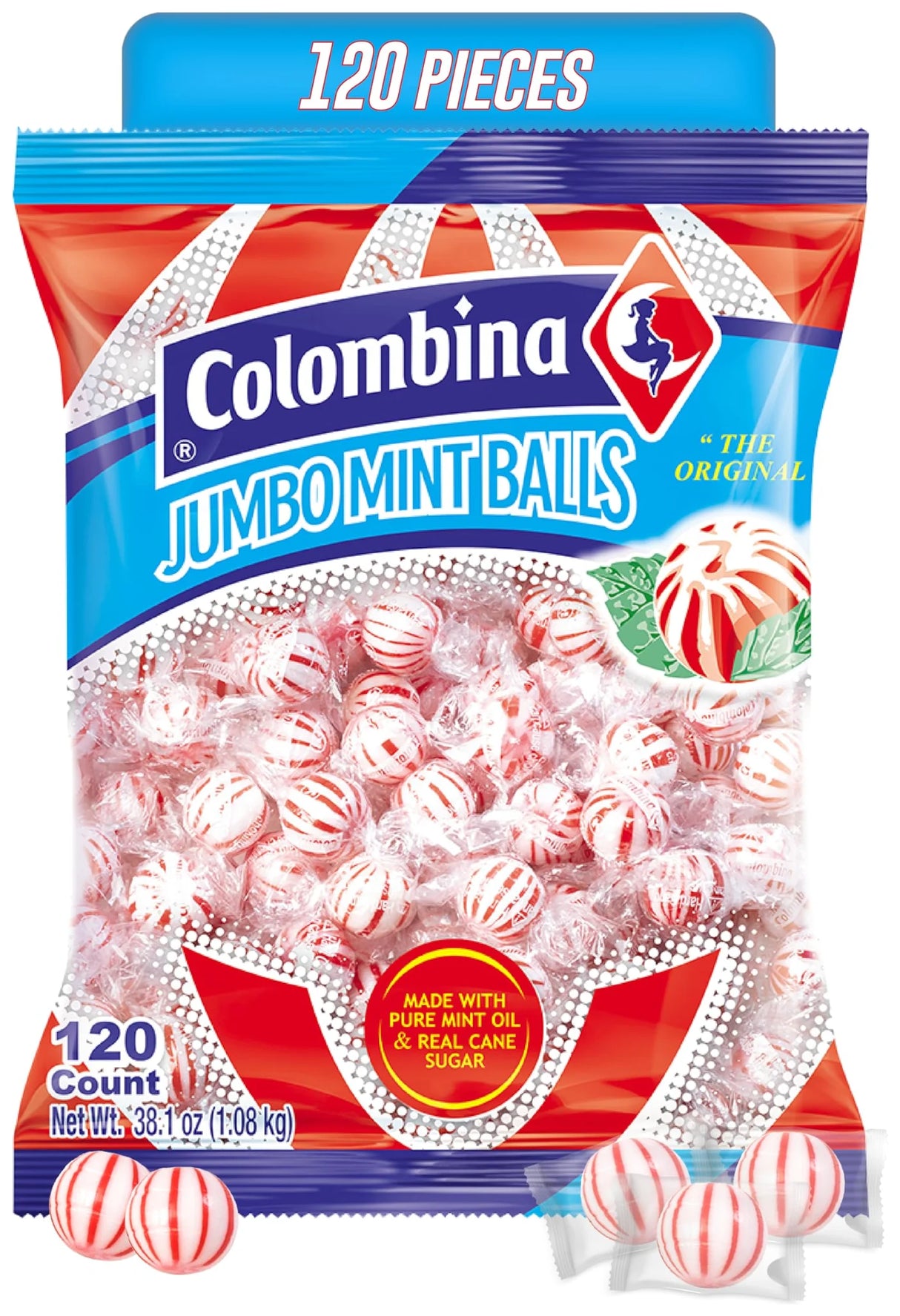 Colombina Jumbo Balls Peppermint 2.7lb (1.2kg) 120pieces