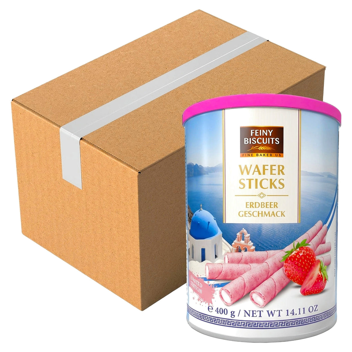 Feiny Biscuits Wafer Rolls With Strawberry Flavoured Cream 400G (Case of 12)