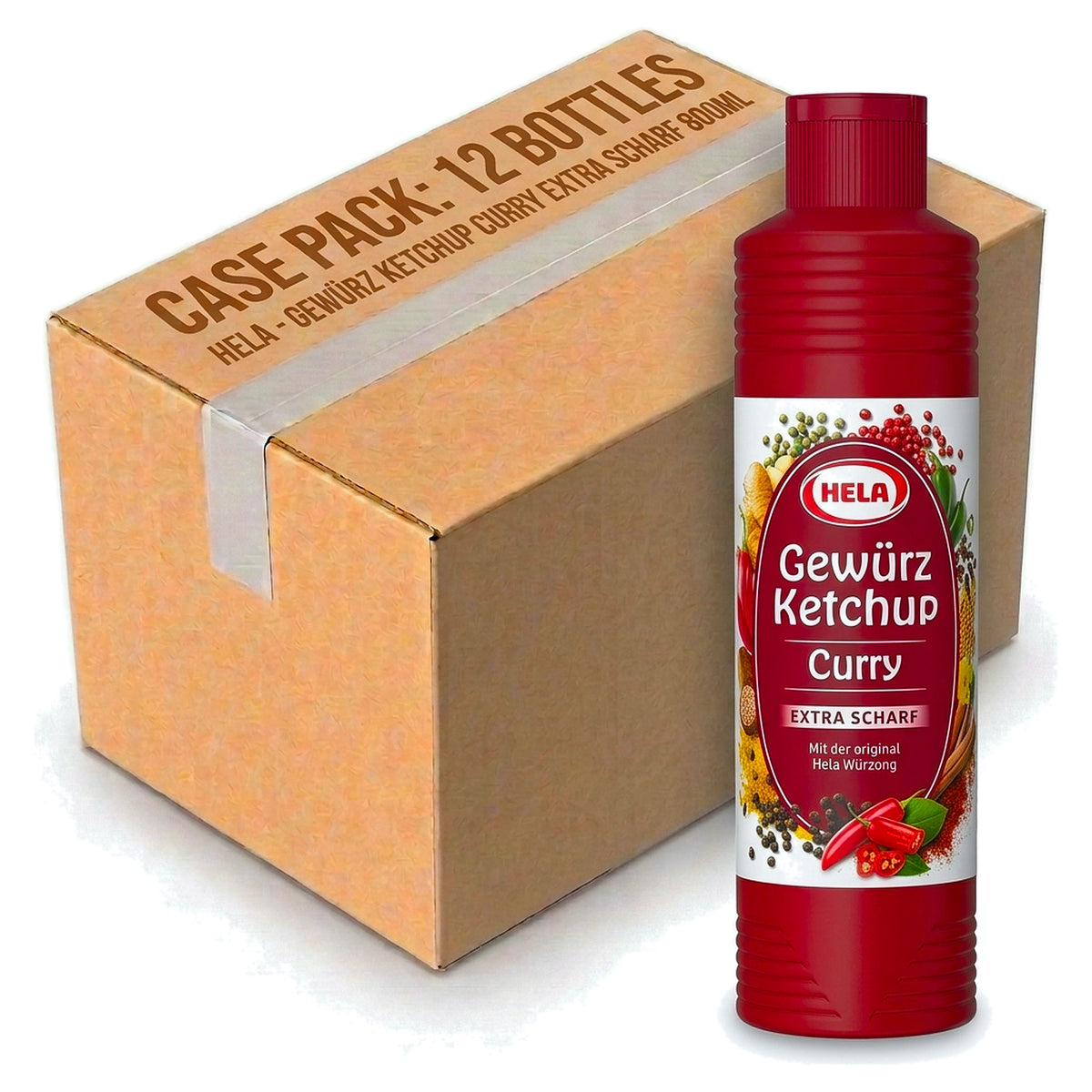 Hela Gewürz Ketchup Curry Extra Scharf 800ML (Case of 12)