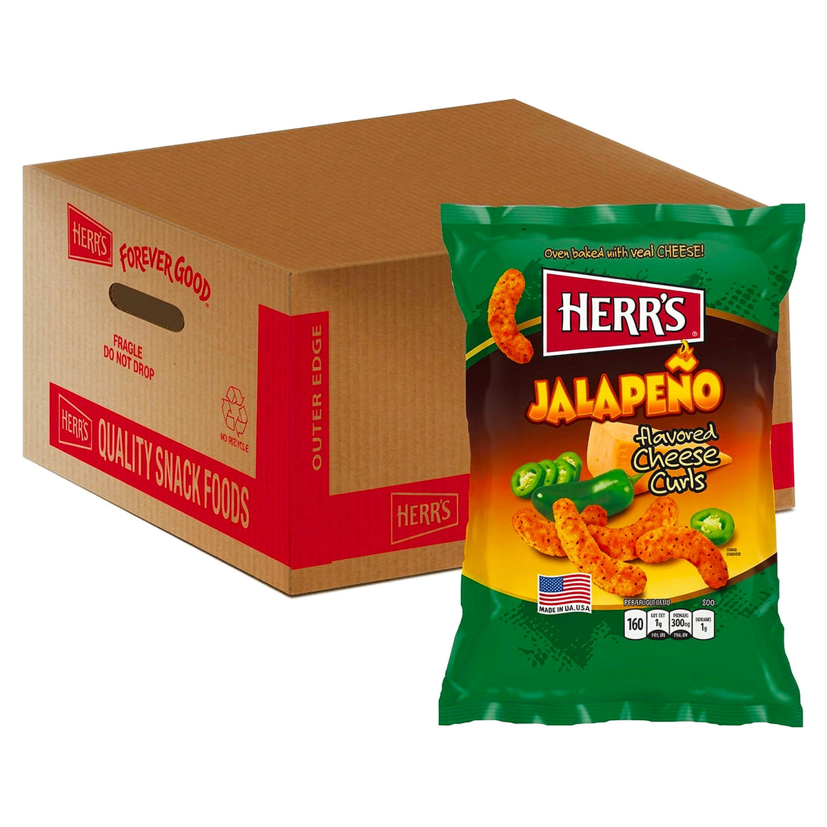 Herrs Jalapeno Cheese Curls 7Oz (198G) (Case of 12)
