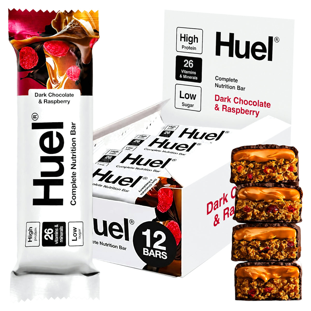 Huel Dark Chocolate & Raspberry Complete Nutrition Bar 55G (Case of 12) - quality-approved case pack