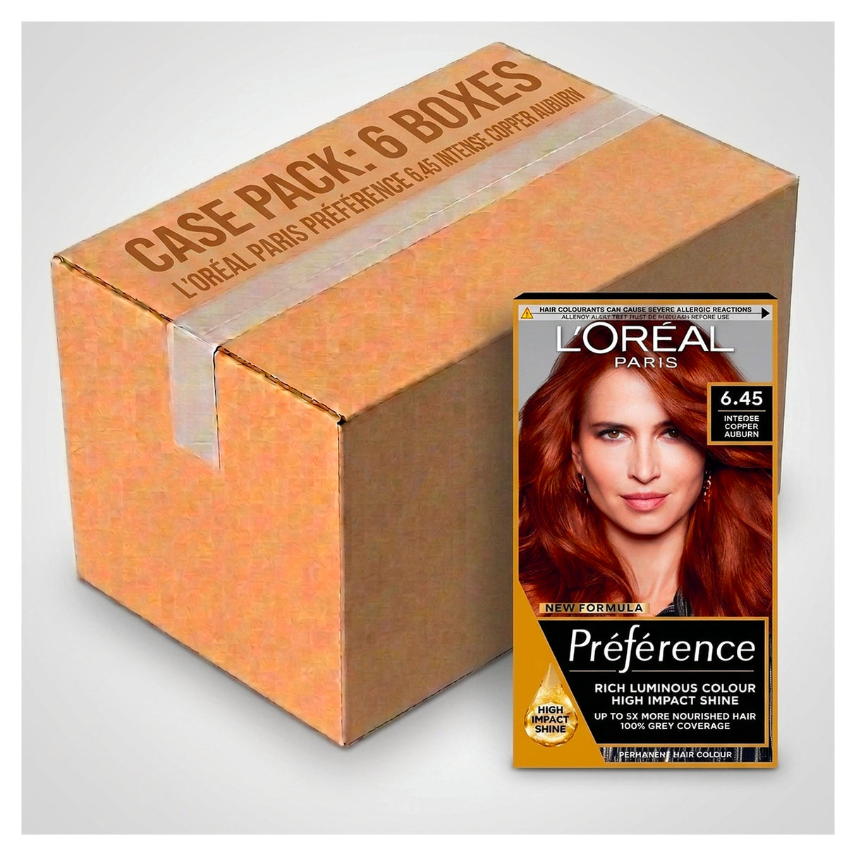 L'Oreal Paris Preference Permanent Hair Dye Intense Copper Auburn 6.45 (Case of 6)