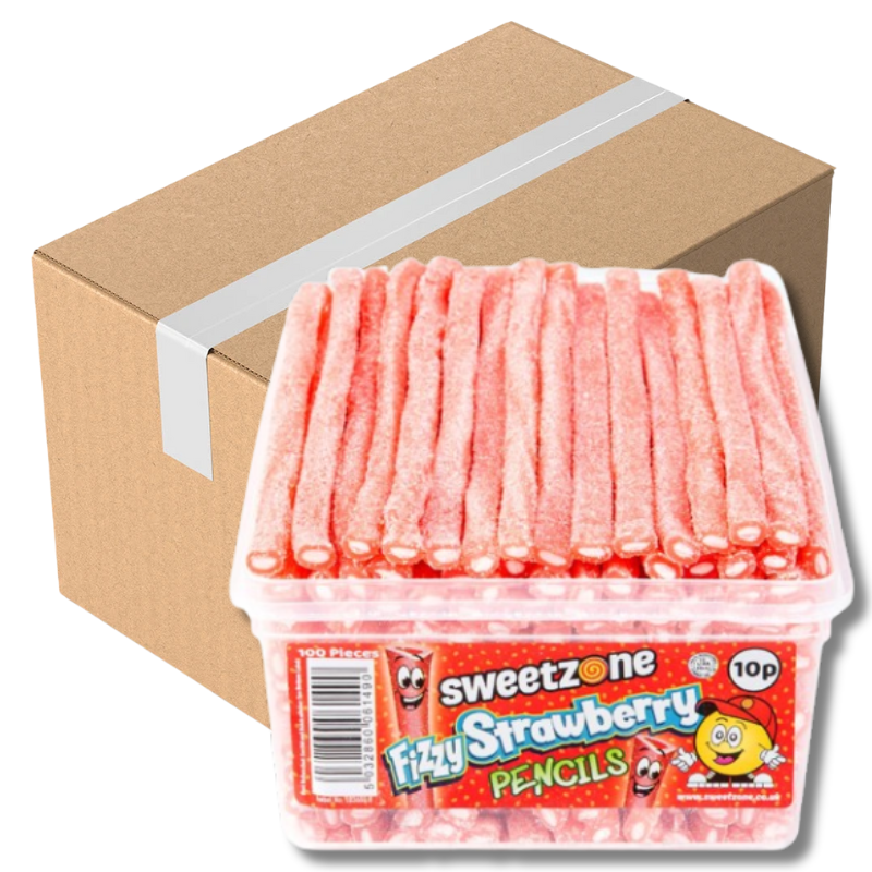 Sweetzone Fizzy Strawberry Pencils 1.1KG (Case of 8)
