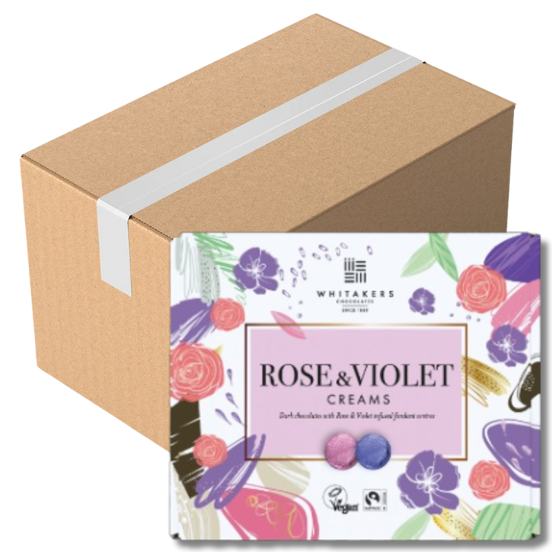 Whitakers Dark Chocolate Rose & Violet Fondant Creams 200G (Case of 6)