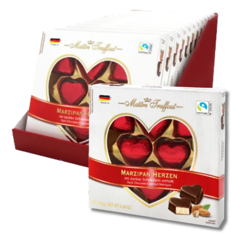 Maître Truffout Marzipan Hearts 110G (Case of 12)