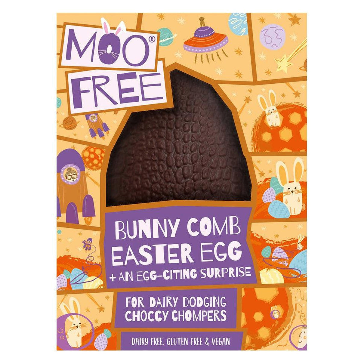 Moo Free Milk Chocolate Bunny Comb Egg With Choccy Buttons 95G