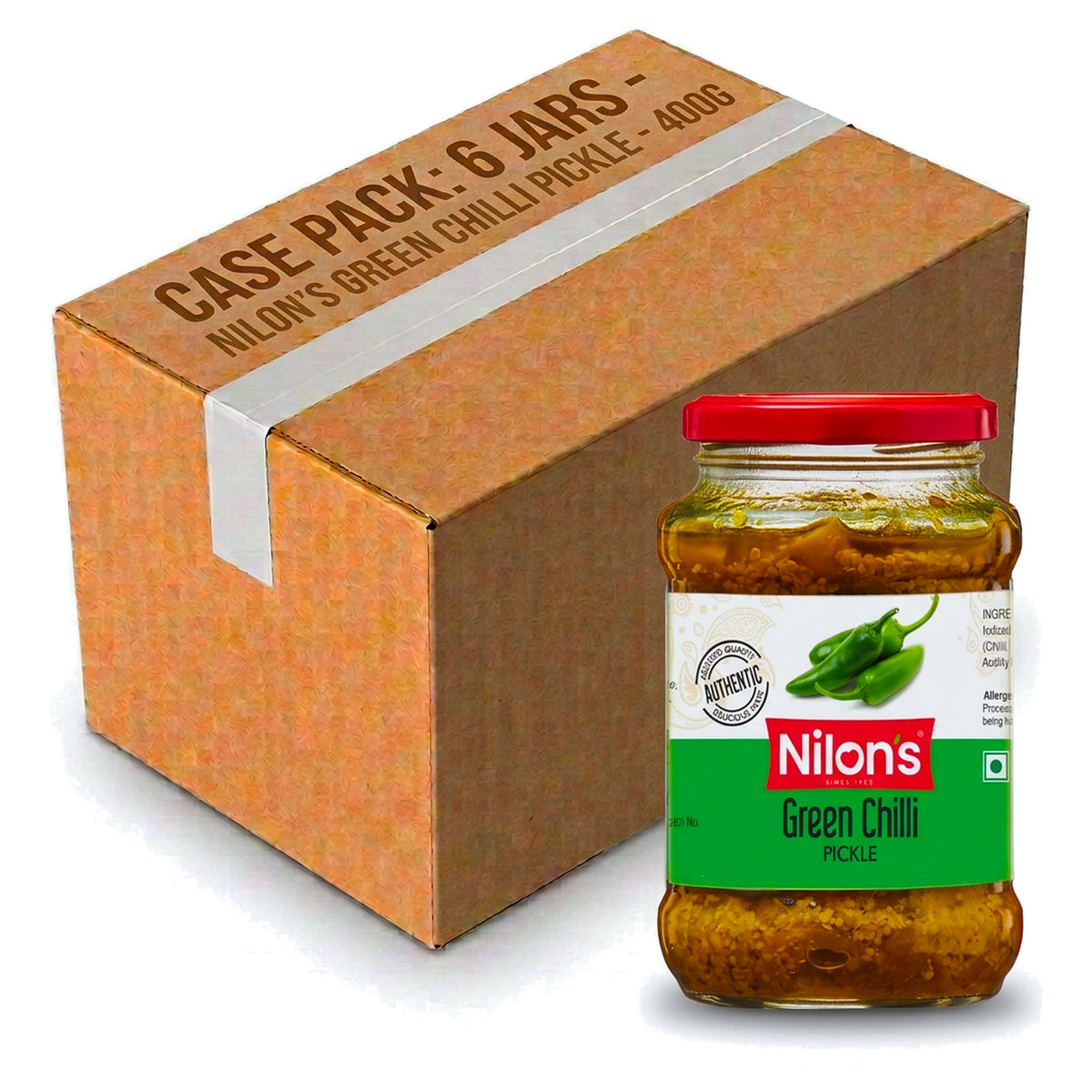 Nilon's Green Chilli Pickle 400G (Case of 6)