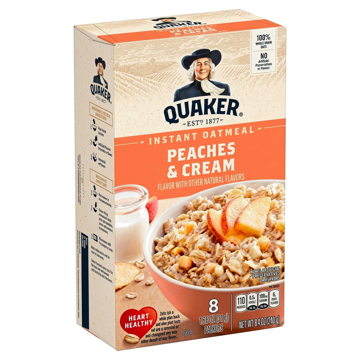 Quaker Instant Oatmeal Peaches & Cream 8.4Oz