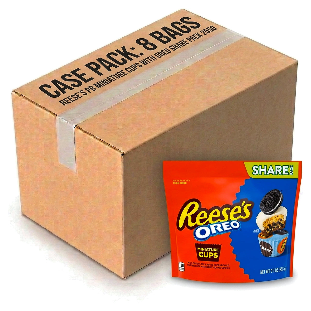 Reese's Peanut Butter Miniature Cups With Oreo Share Pack 255G (Case of 8)