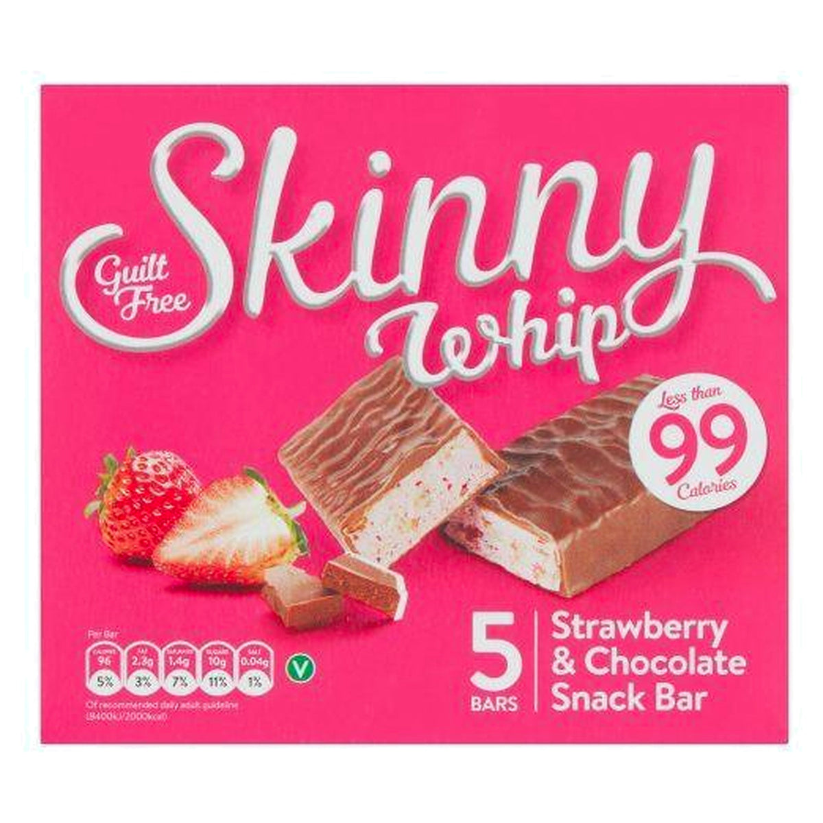 Skinny Whip Strawberry & Chocolate Snack Bar Guilt Free 5X25G
