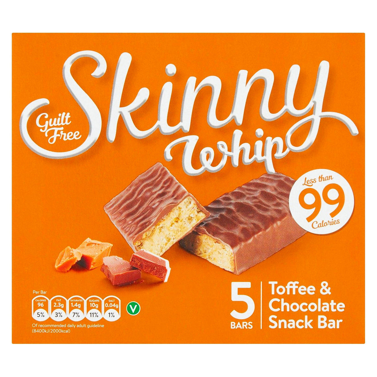 Skinny Whip Toffee & Chocolate Snack Bar Guilt Free 5X25G