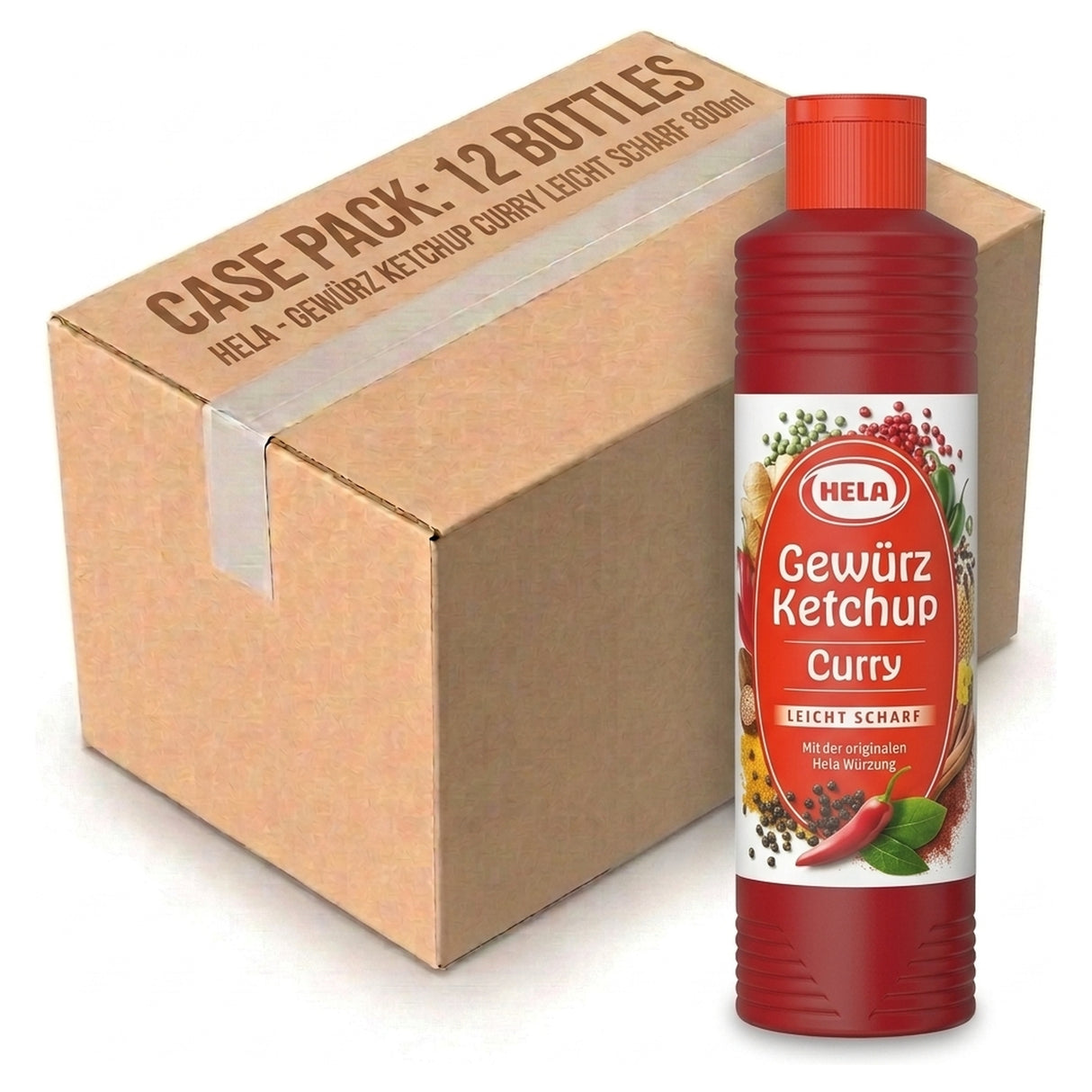Hela GewüRz Ketchup Curry Leicht Scharf 800ml (Case of 12)