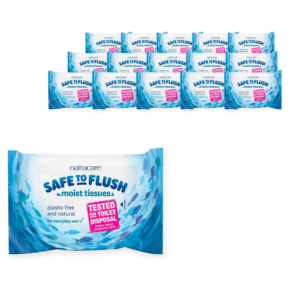 Natracare Safe To Flush Moist Tissues 30s (Case of 16) – case pack