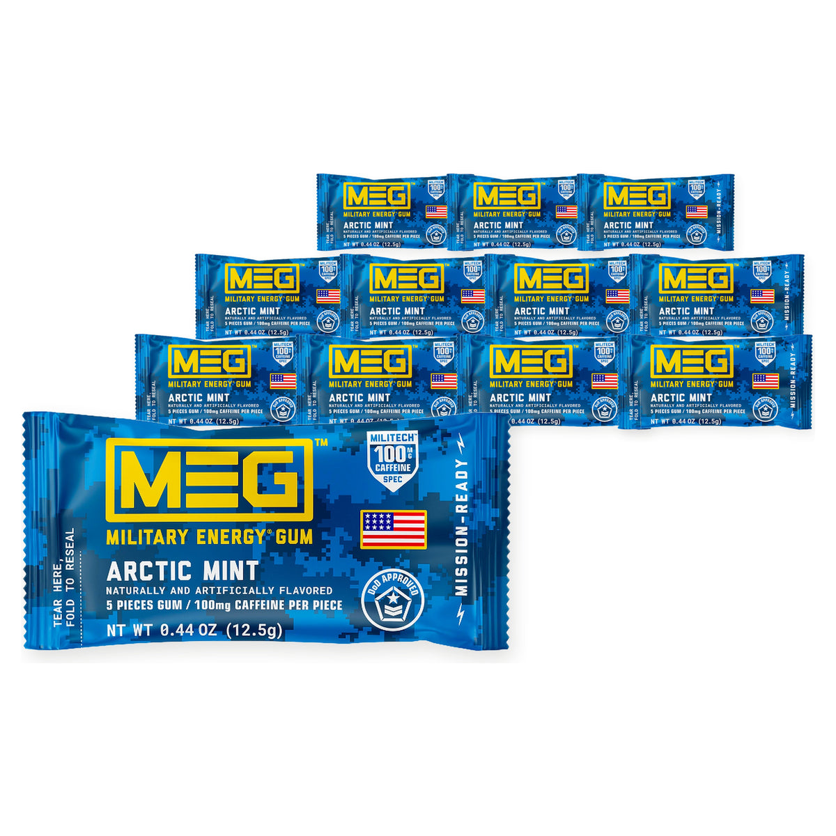 Military Energy Gum Pouch Arctic Mint 0.44oz (12.5g) (Case of 12) – case pack