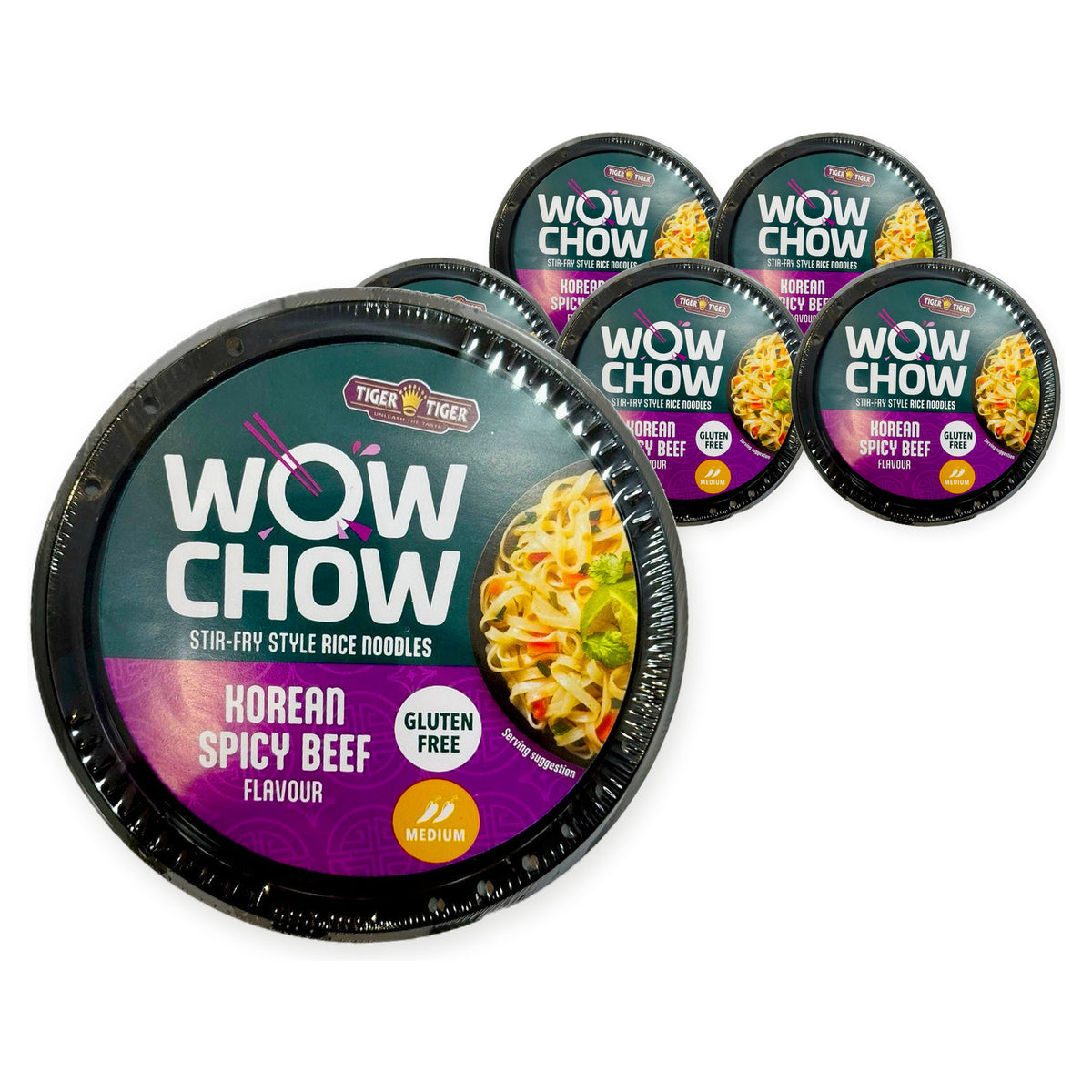 Tiger Tiger WOW CHOW Korean Spicy Beef Noodles Pot 76G (Case of 6) – case pack