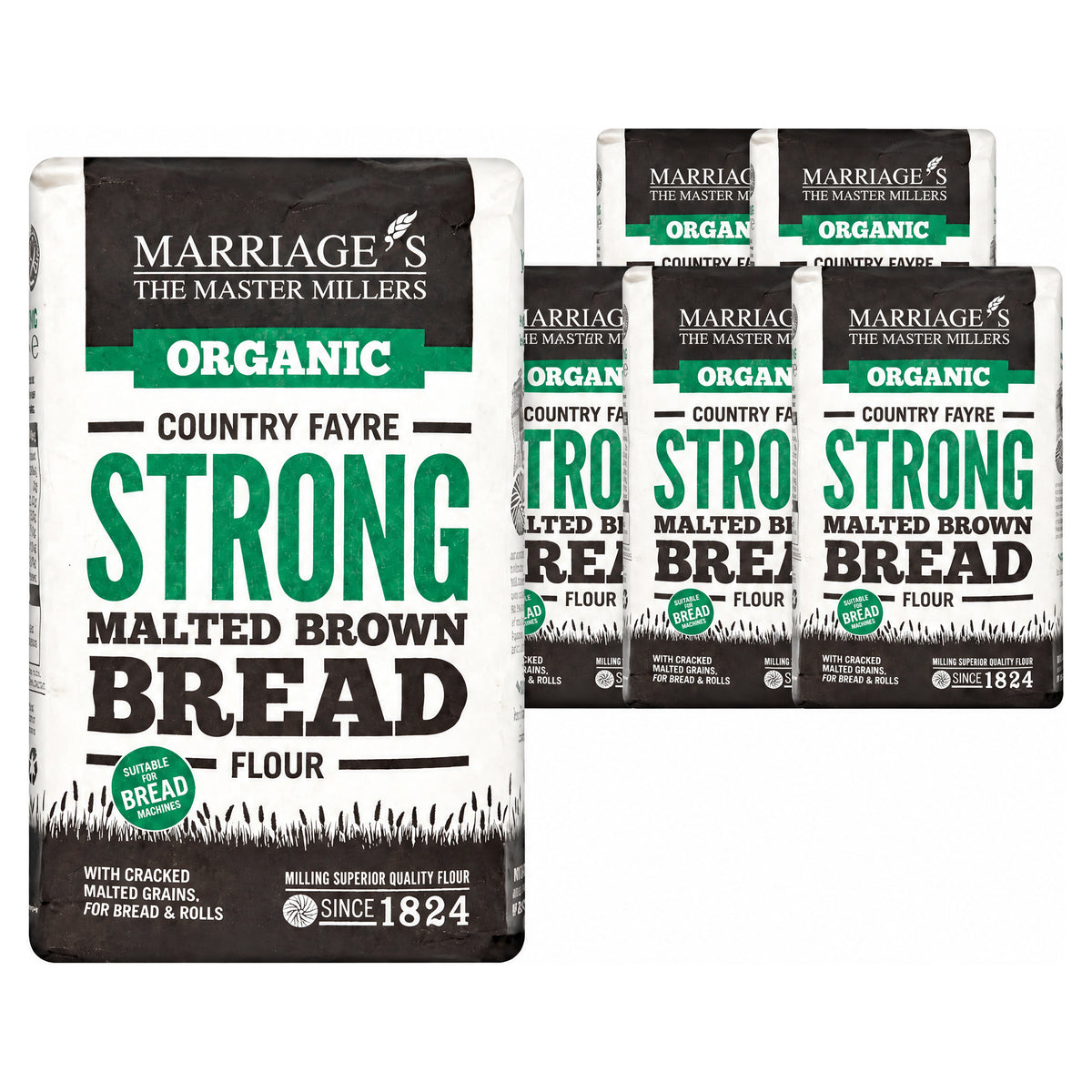 Marriages Millers Organic Country Fayre Malted Brown 1KG (Case of 6)