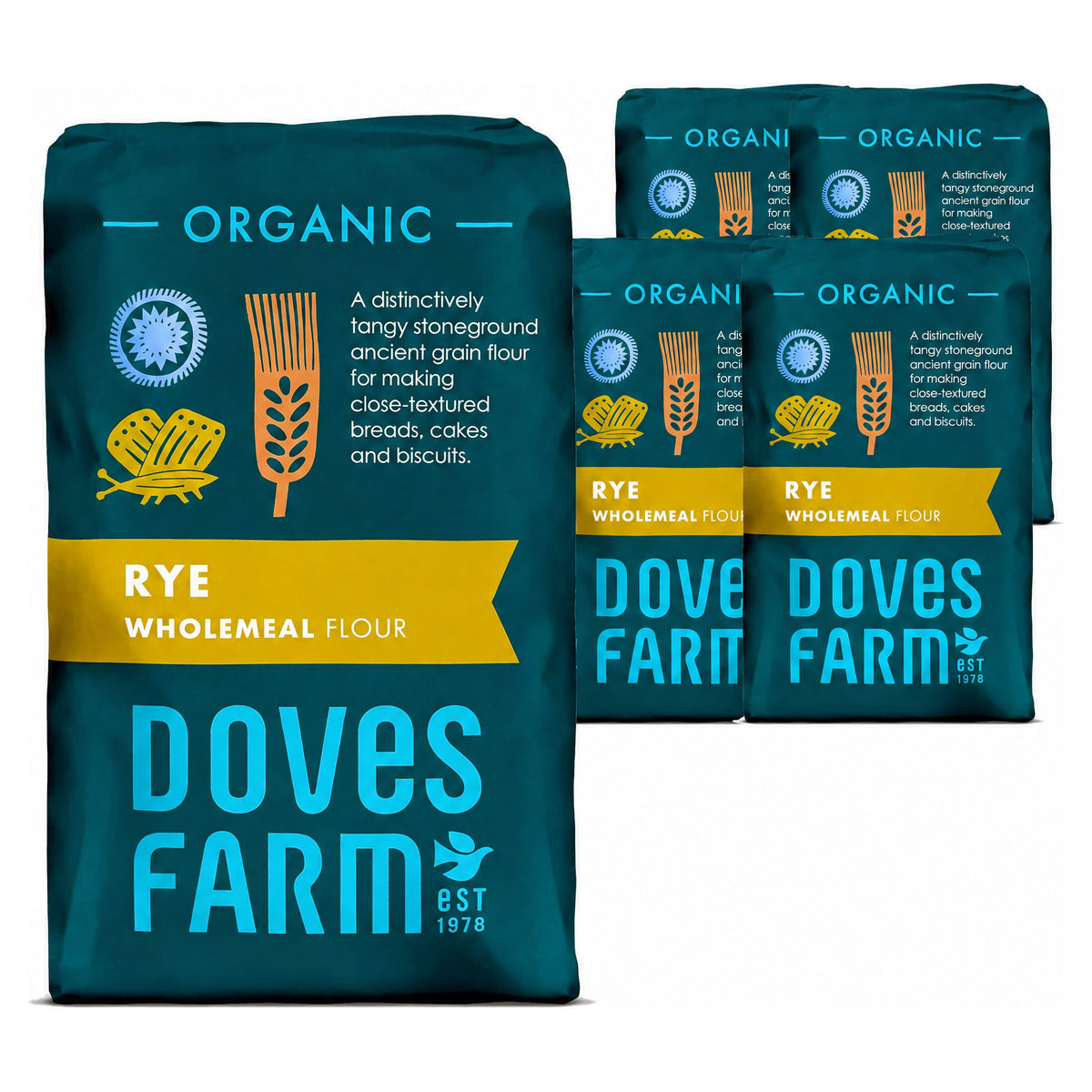 Doves Farm Organic Wholemeal Rye Flour 1KG (Case of 5)