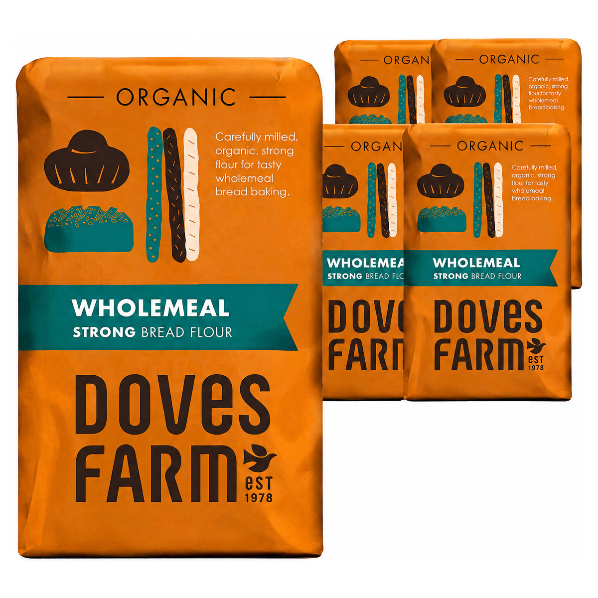 Doves Farm Organic Strong Wholemeal Bread Flour 1.5KG (Case of 5)